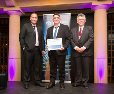 Receiving SCNZ award for excellence in steel construction