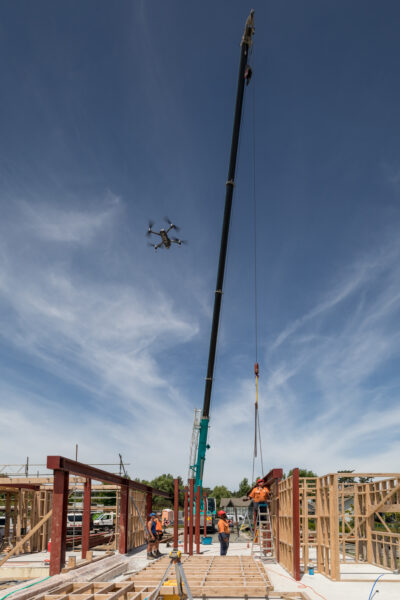 Drone above structural steel